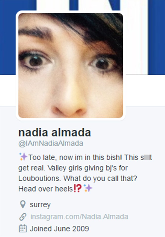  Nadia won the series that year and is now on Twitter