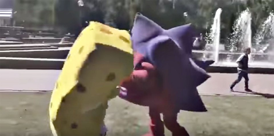 Spongebob hedgehog fight