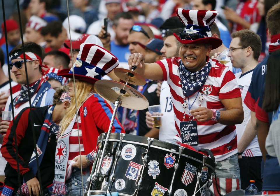 USA fans get in the spirit as they cheer their side on during the Copa America