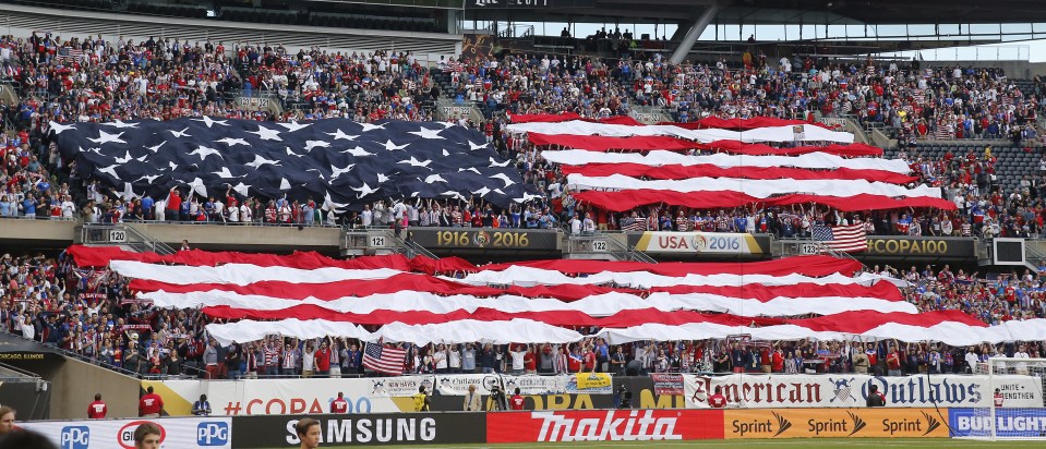 The Soldier Field in Chicago is drenched in USA flags before their clash with Costa Rica