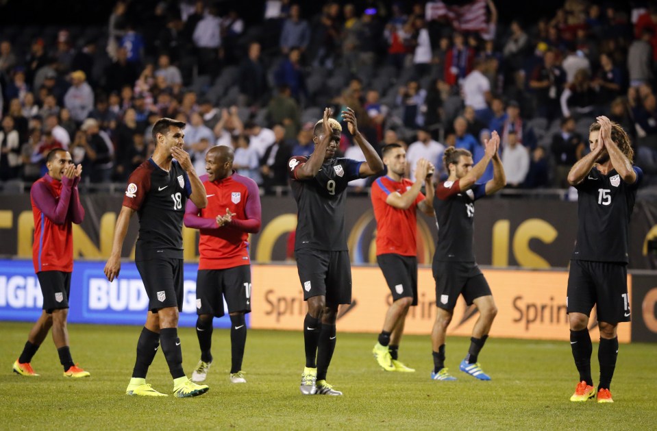 The USA players salute their fans after their emphatic victory over Costa Rica in Chicago