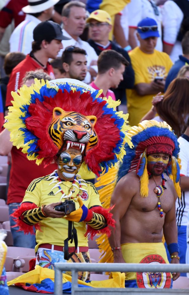  Colourful Colombia fans enjoy the action in California as their side beat Paraguay