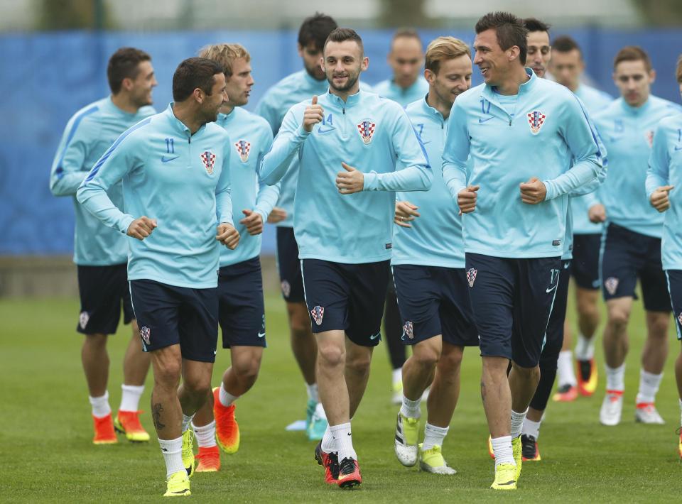  Croaita squad train ahead of their Euro 2016 opener against Turkey on Sunday