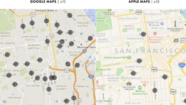  Google Maps features more street names than its rival