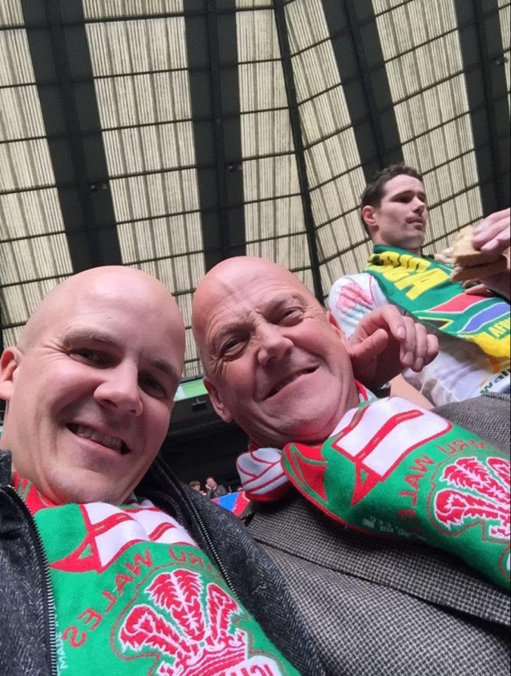  Matt with his dad Chris, both fierce supporters of Cardiff City and Wales