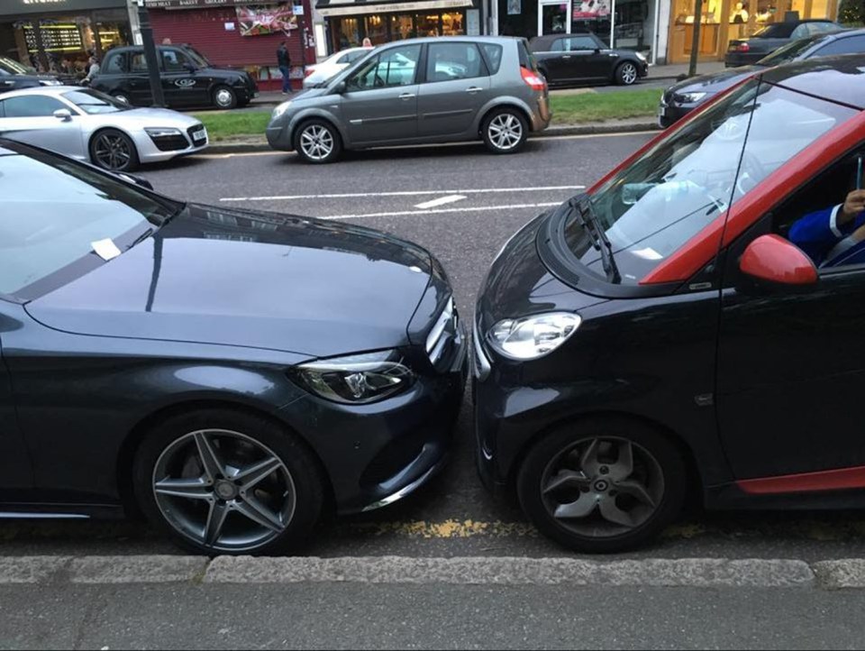  A Smart car driver had some choice words for this Mercedes parker