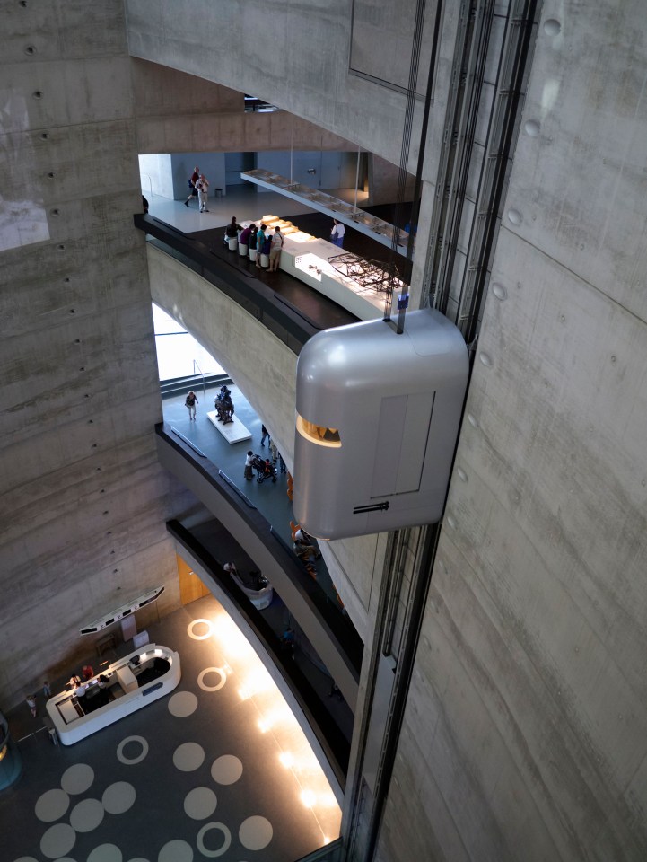  This space-age lift can be found in the Mercedes-Benz Museum in Germany