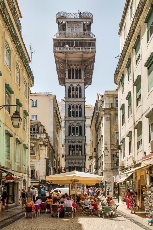  Ornate Portugese lift, the Santa Justa elevator, was used to connect the lower and upper sections of the city of Lisbon