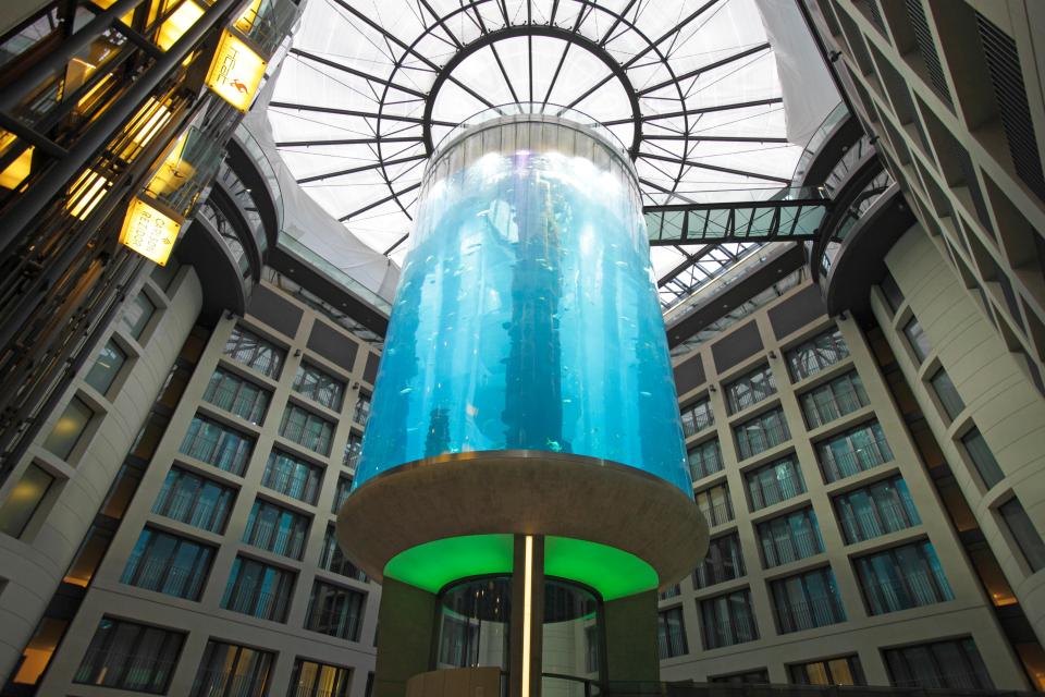  The lift at the Radisson Blu hotel in Berlin goes inside a massive fish tank