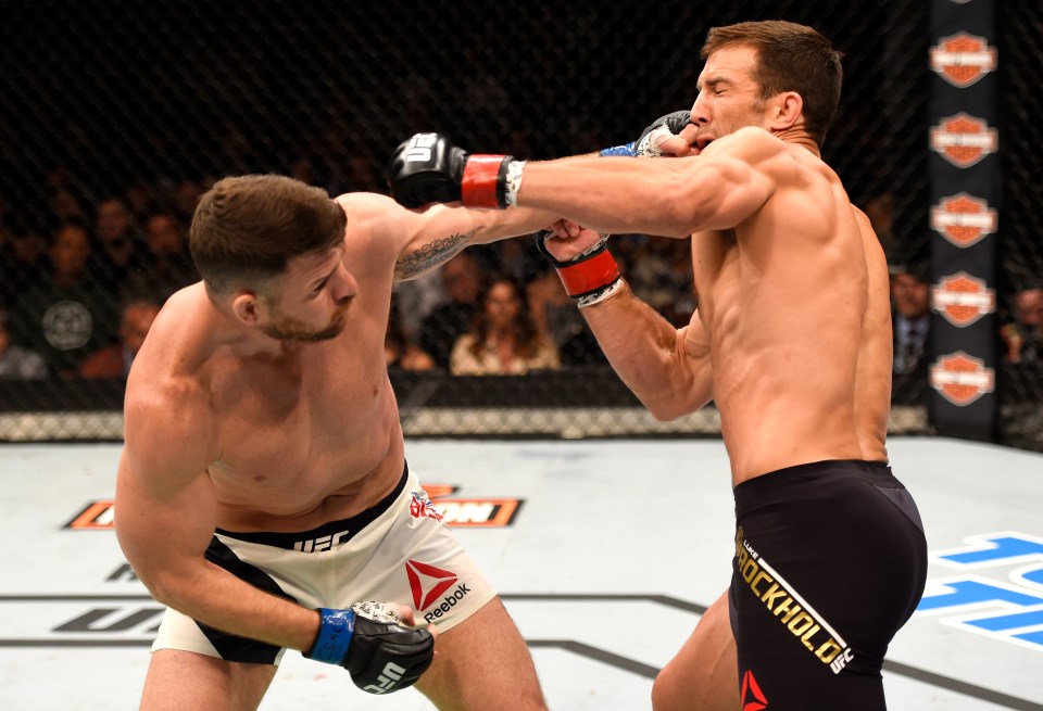  Left hook lands: Bisping twice dropped Luke Rockhold with left hooks en route to a first-round knockout win at UFC 199