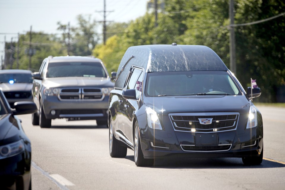 Muhammad Ali's hearse leaves the Prayer service in Louisville KY