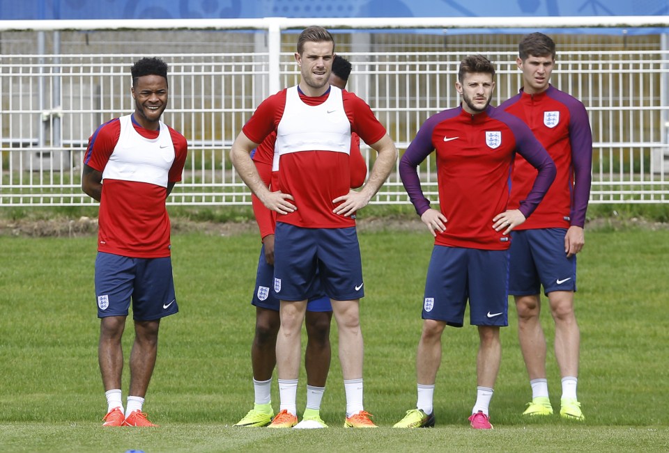 John Stones, right, trains with England ahead of Euro 2016