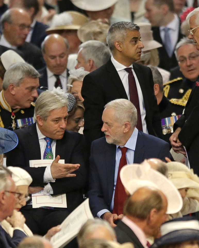  Corbyn was sat next to John Bercow for the Queens 90th birthday service