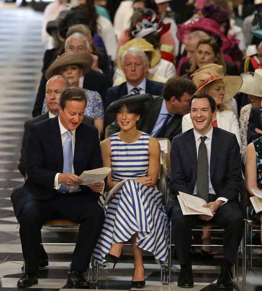  David Cameron was joined by wife Samantha and Chancellor George Osborne at the celebrations