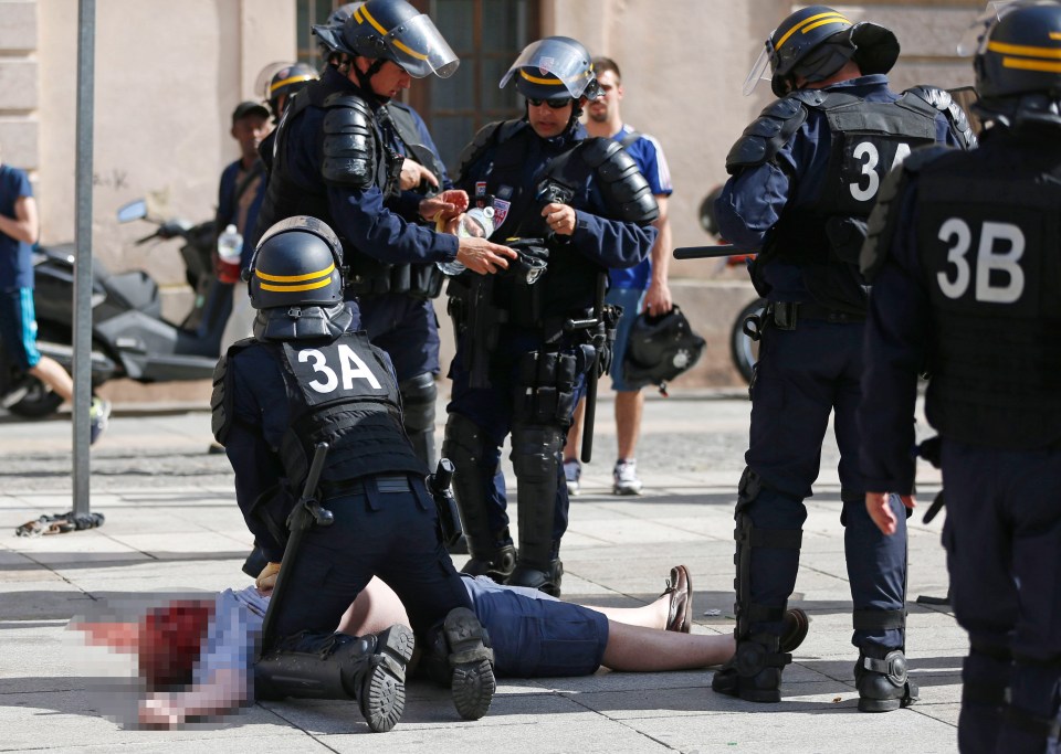 Man is resuscitated by cops after Russians attack England fans