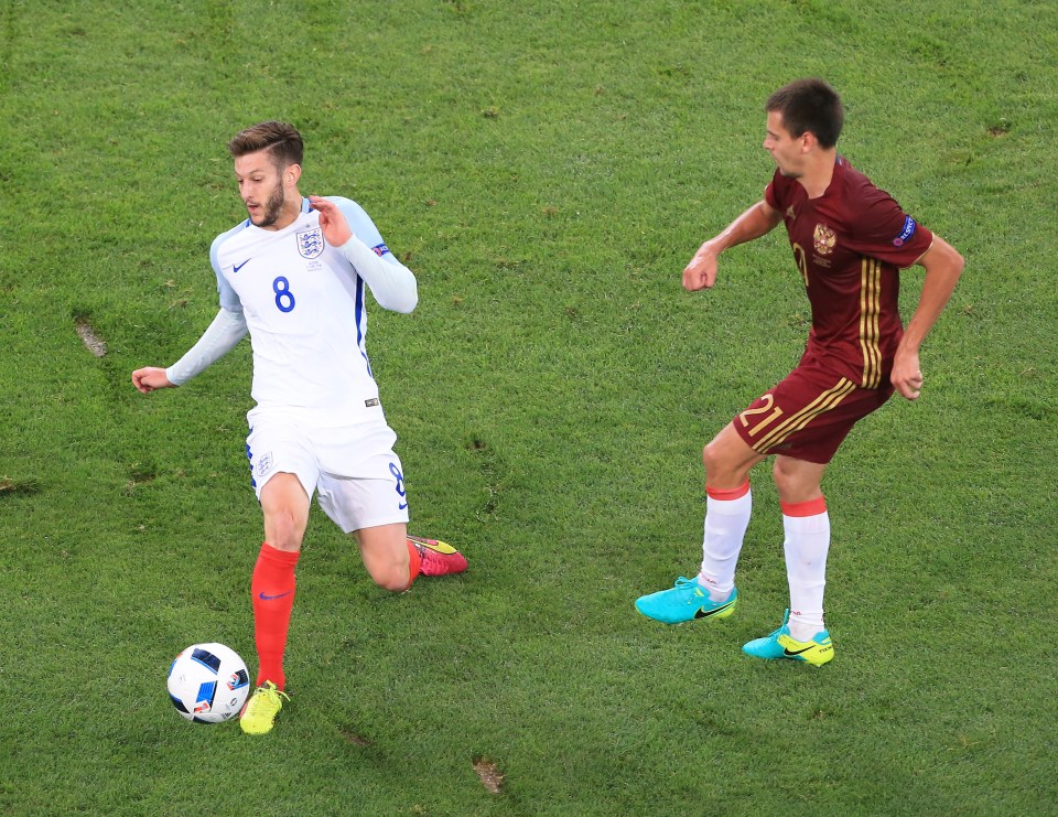  Adam Lallana played for England last night in their 1-1 draw with Russia