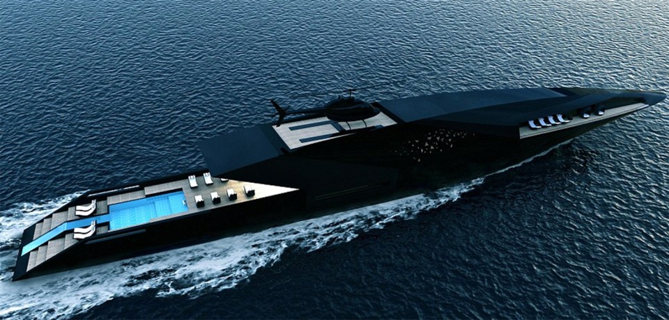 Yacht a way to travel... this design features an expansive sun deck and a huge pool