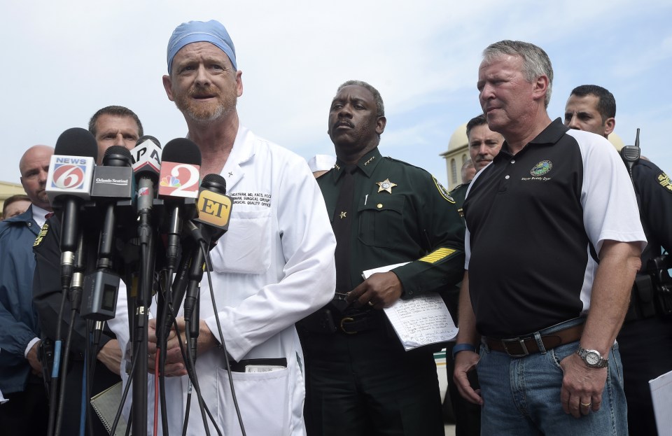 Dr. Michael Cheatham, chief surgeon of the Orlando Health Regional Medical Center hospital spoke to the press