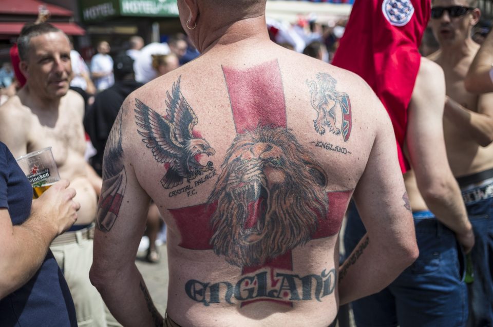  England and Crystal Palace fan has his loyalty displayed in ink in Marseilles