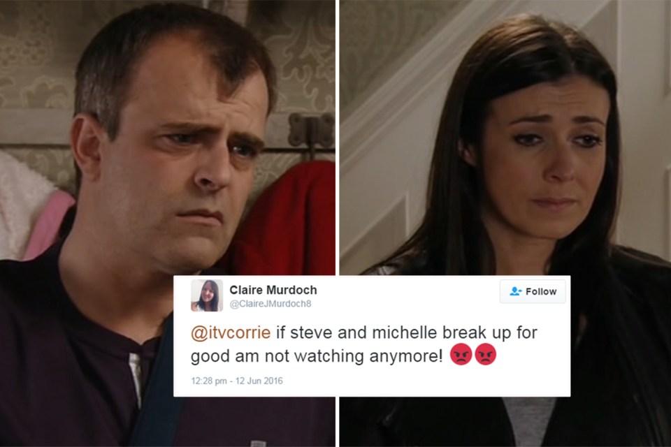 Michelle and Steve broke the hearts of Corrie fans after splitting tonight