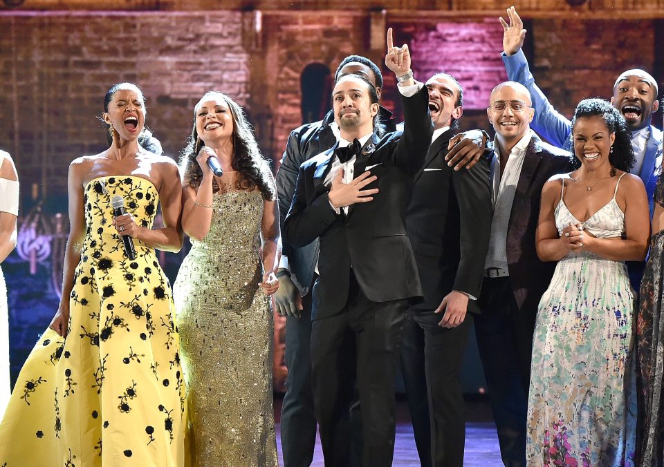 The cast of award-winning musical Hamilton paid their own respects during a touching musical number