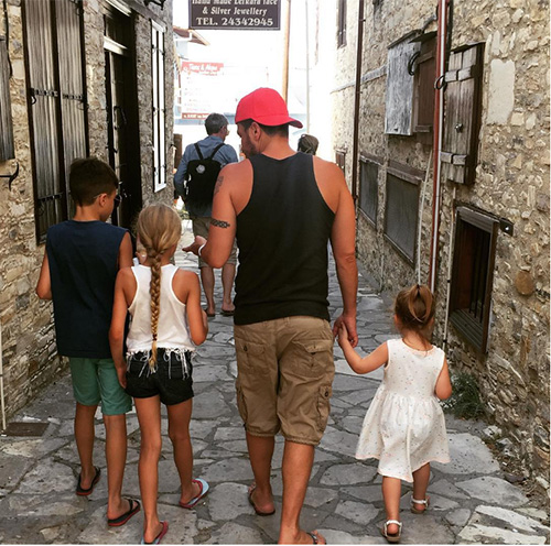 Peter recently posted a picture of himself with his kids on a family holiday in Cyprus