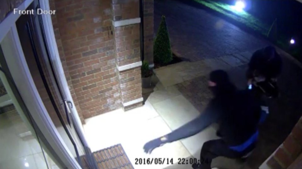 The footage captures the last moment the woman is seen before the thieves steal her empty safe