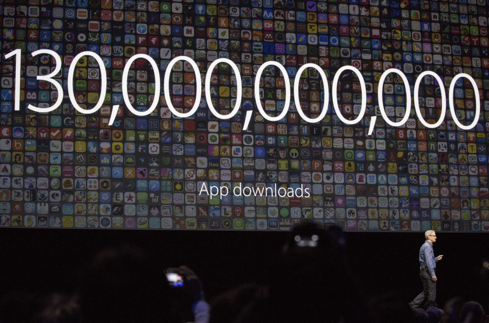 Its not Apple boss Tim Cooks pay packet, but the total number of app store downloads 