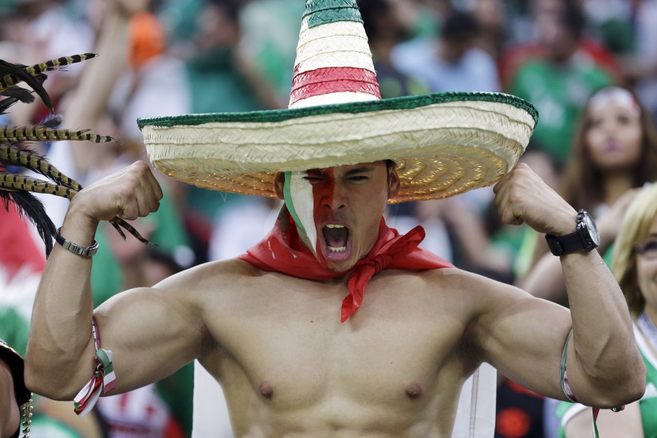 A Mexico fan cheers during a Copa America Centenario group C soccer match against Venezuela Monday, June 13, 2016, in Houston. (AP Photo/David J. Phillip)