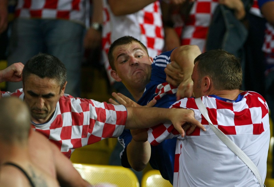  Turkey and Croatia fans slug it out in 2008