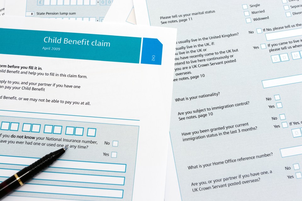 UK child benefit form