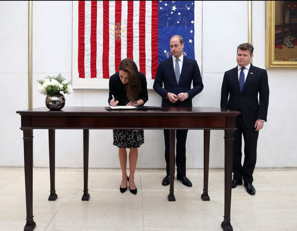  Prince William and Kate signed a condolence book at the US embassy in London today