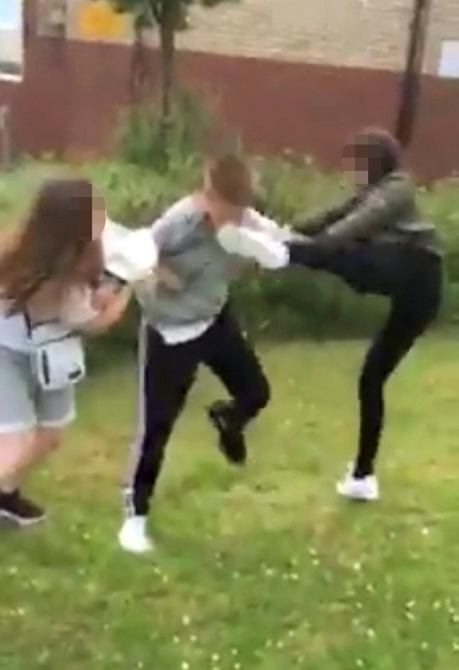 The bullies kick young Jake in the face after he allegedly tries to stop them picking on an autistic boy