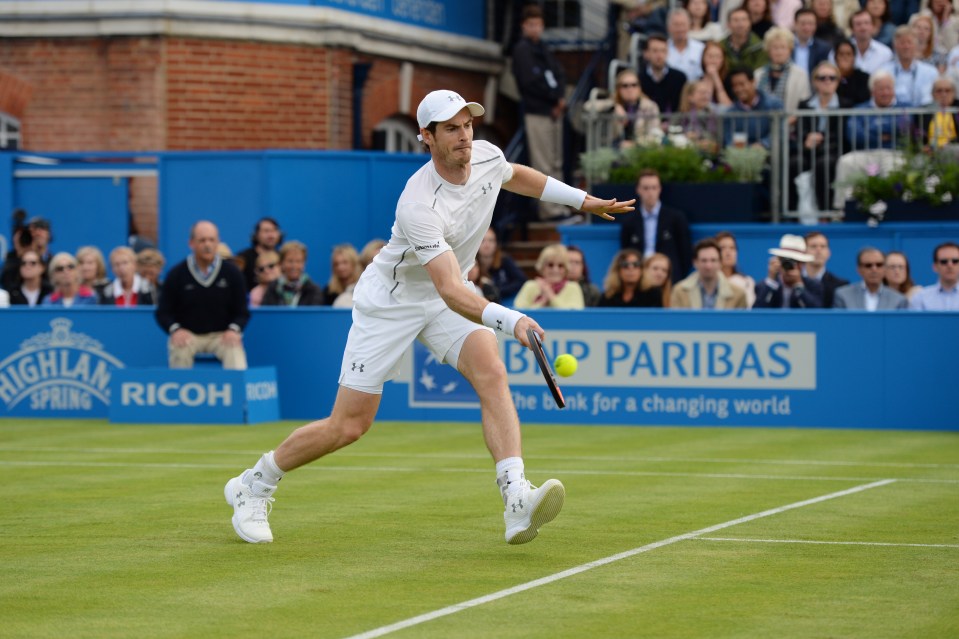  Andy Murray on his way to a first round win at the AEGON Championships