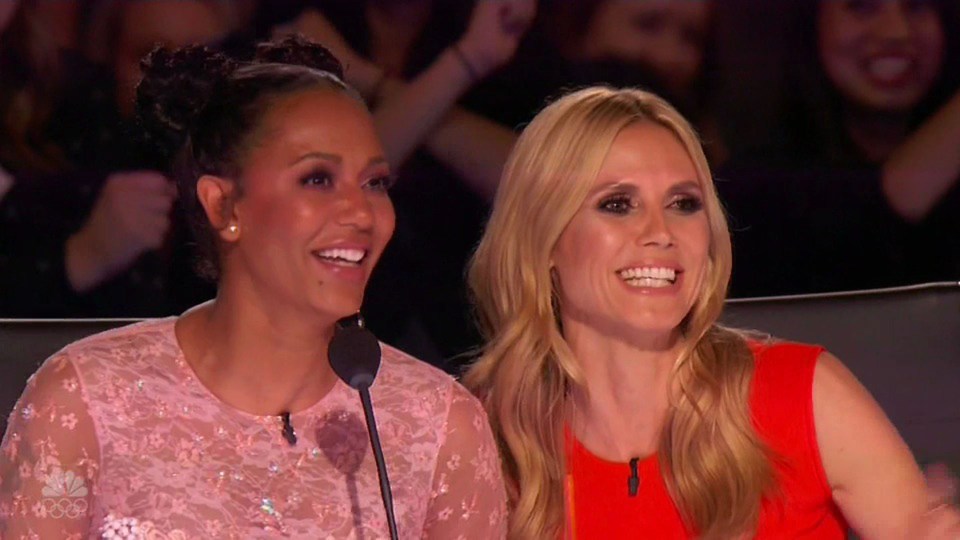  Judges Mel and Heidi find the performance hilarious