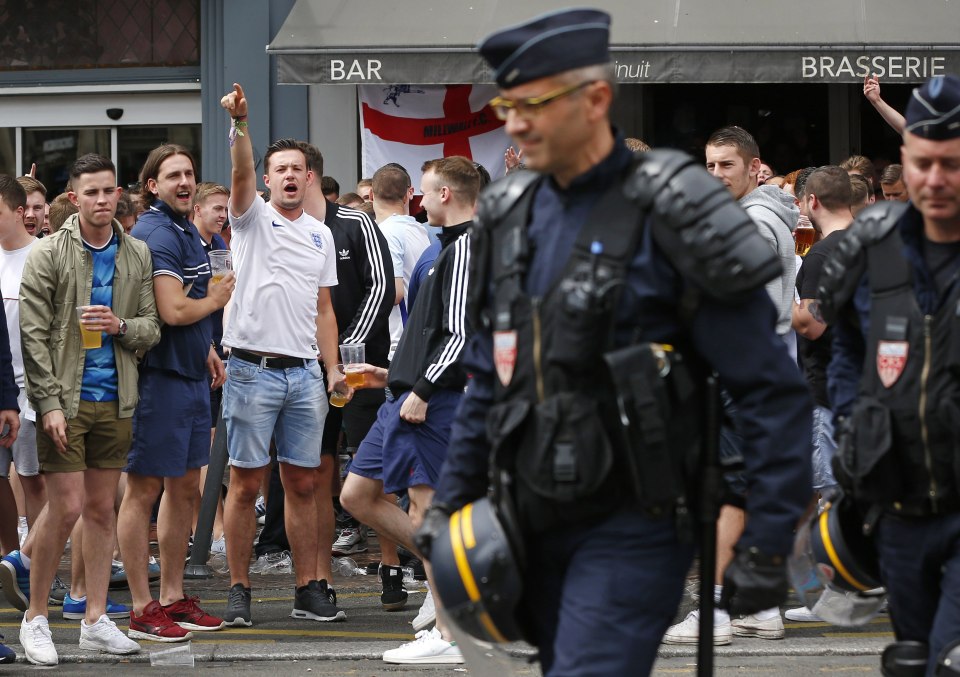  Police out in force in Lens where fans were targeted by Standard Liege ultras