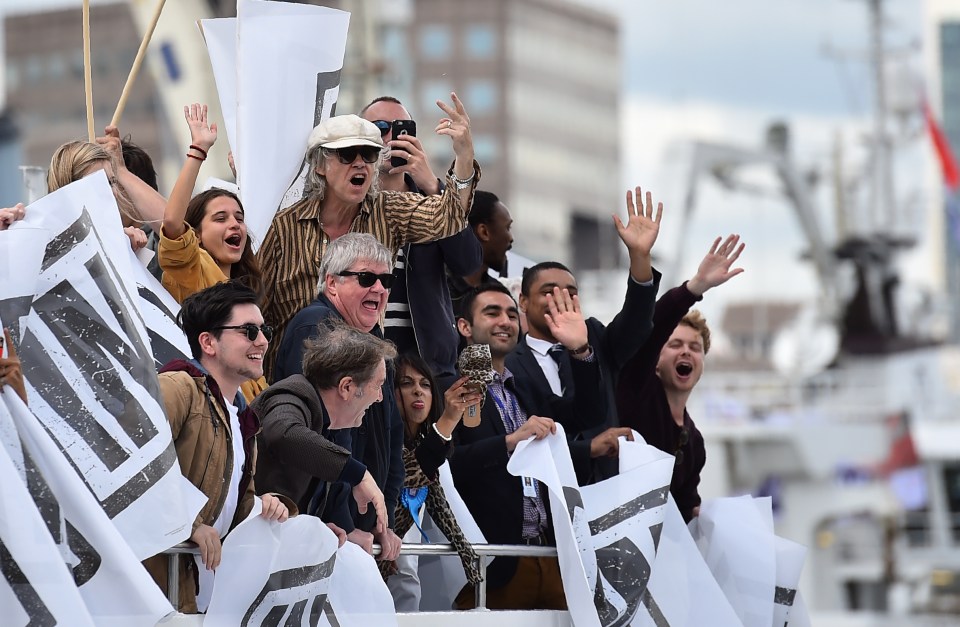  Activist and musician Bob Geldof swears at passing fishermen in the Battle of the Thames