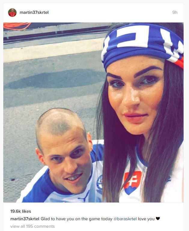  Martin Skrtel‘s wife Barbora joined cheered on the Slovakia star against Russia