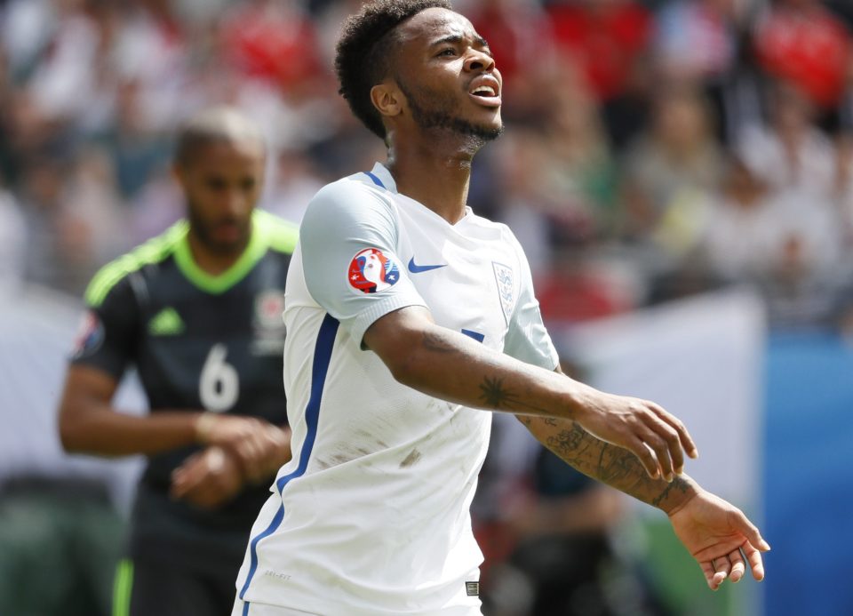 Raheem Sterling reacts after missing a chance to score