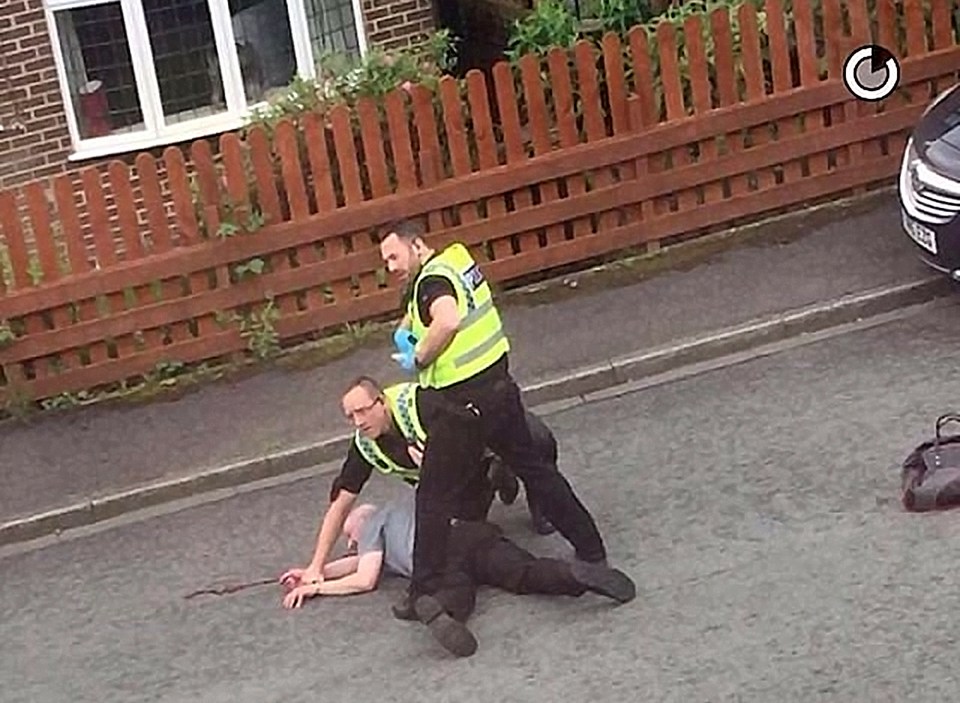  Tommy Mair pictured as he is arrested after MP Jo Cox was shot and stabbed in the street around 1.30pm