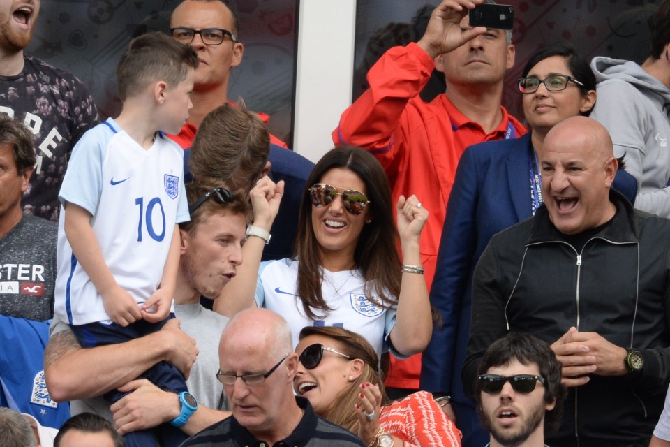  Becky Vardy celebrates her husband's equaliser during the group match with Wales