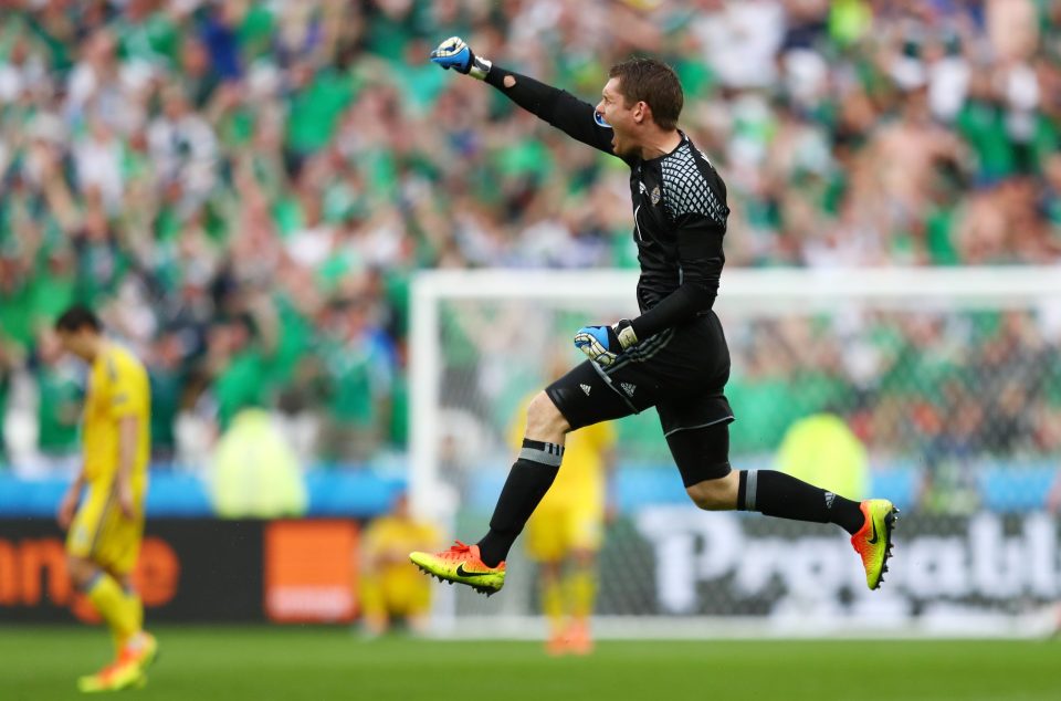  McGovern celebrates Northern Ireland's second goal against Ukraine