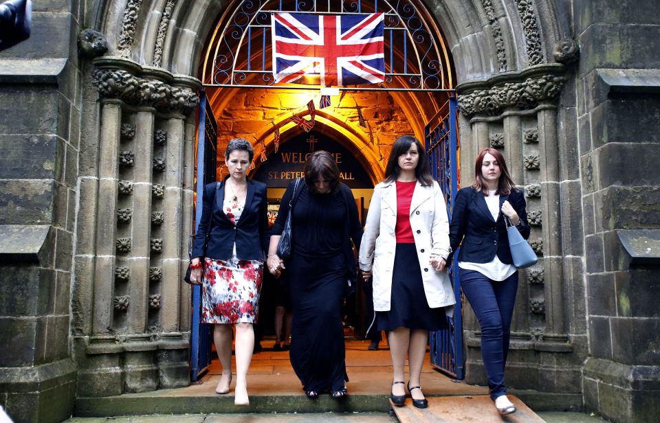  Mary Creagh (left) and Caroline Flint (second right) leave the vigil