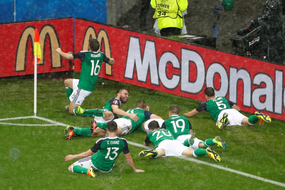 Northern Ireland played out a famous 2-0 win over Ukraine at Euro 2016, with fans including Colin Murray and Keith Gillespie celebrating in style