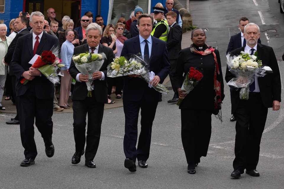  The two leaders visited the site where local MP, Jo Cox, was shot and stabbed yesterday after her regular surgery