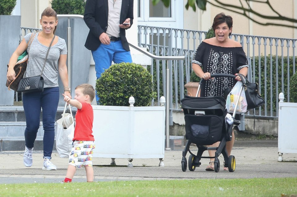 Coleen kept her eye on her two eldest children as her mum pushed youngest grandson, Kit 