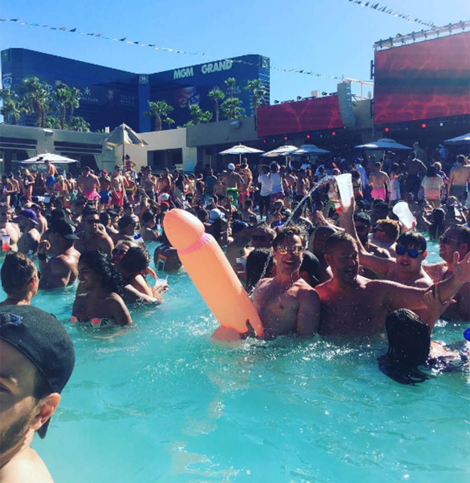 It'd be hard to miss Olly Murs in a crowd while grasping the inappropriate inflatable.