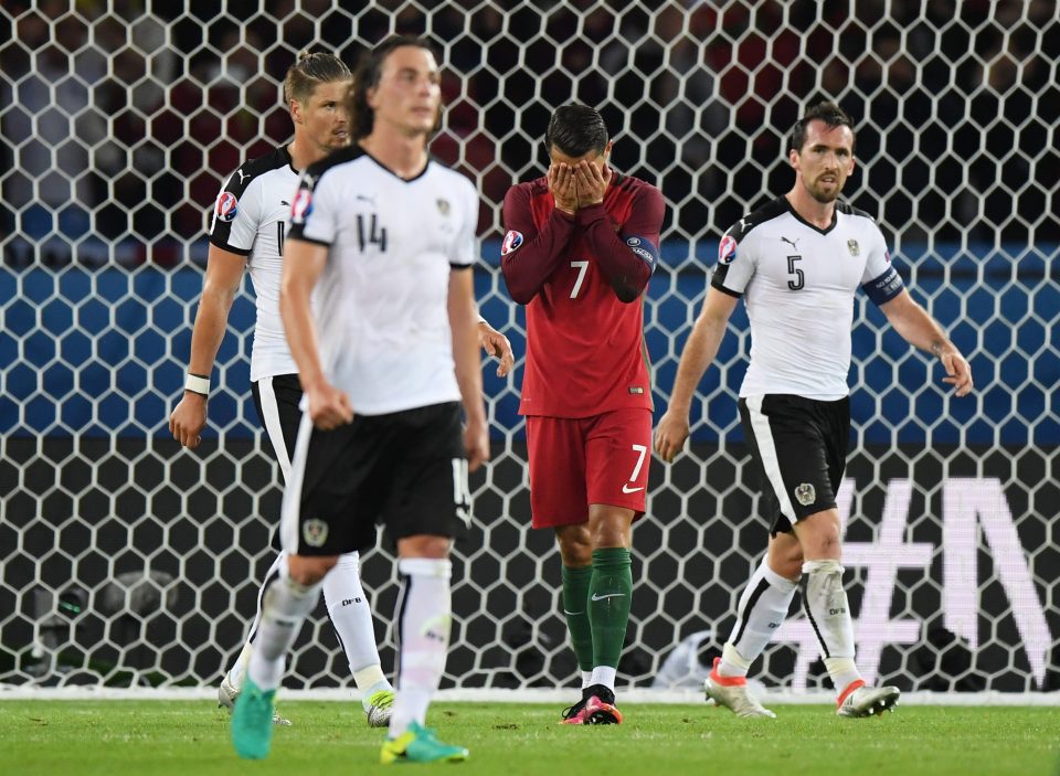  Ronaldo was distraught after failing to find a winner for Portugal