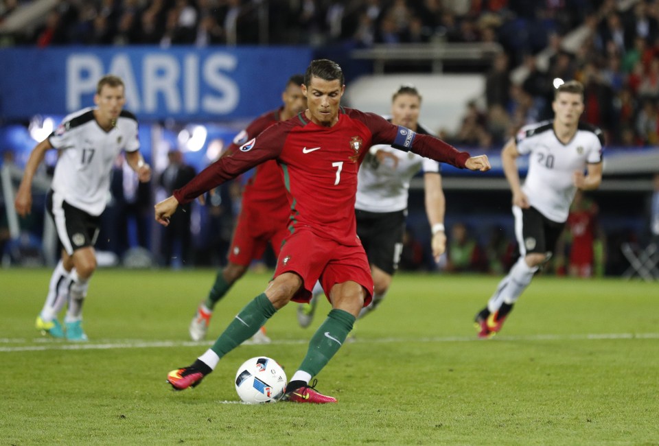  Fortunately for Austria, Cristiano Ronaldo's spot-kick hit the post