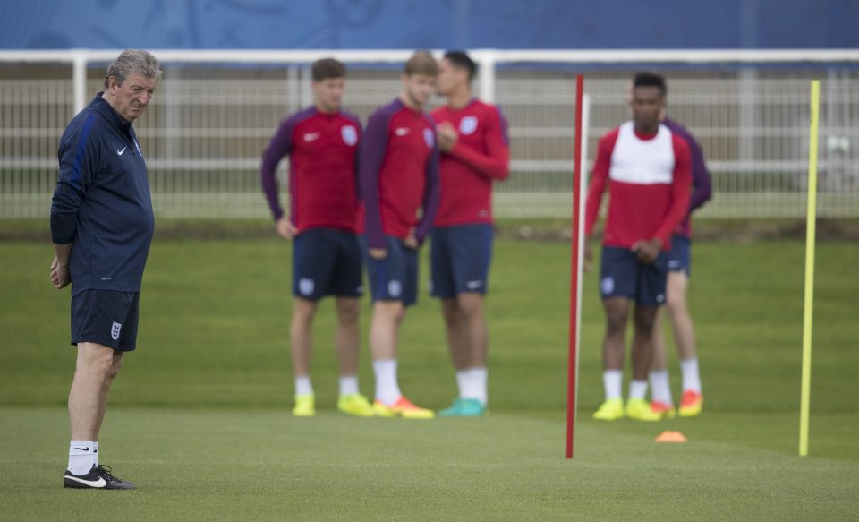  Roy Hodgson watches on closely as England prepare for last group game